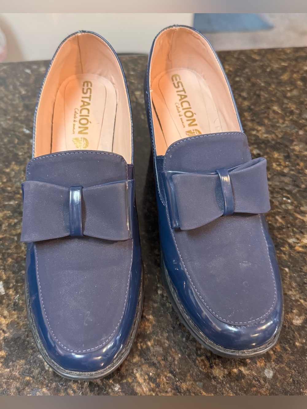 Navy Bow Slip-On Loafers for Men